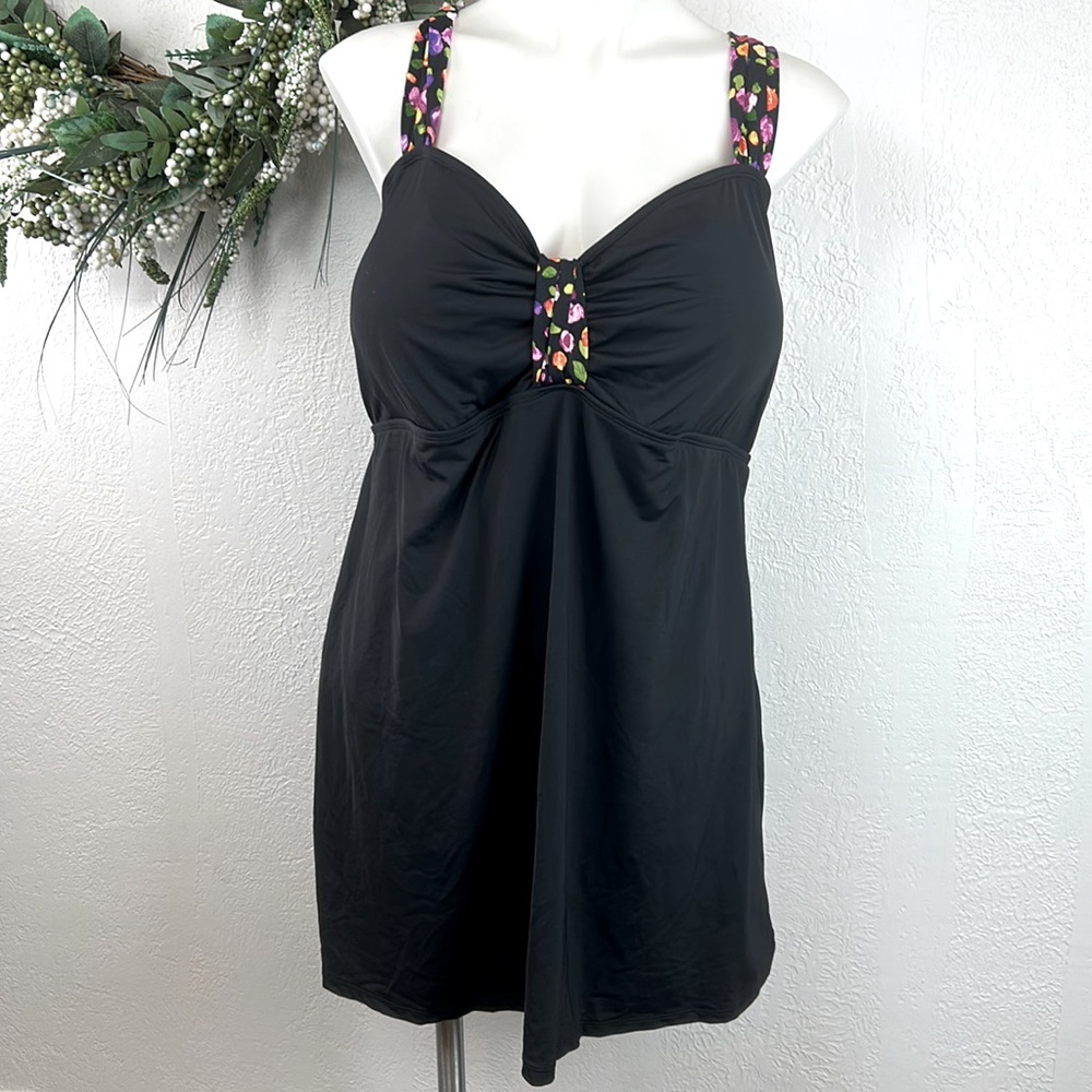 Anne Cole Black One Piece Swimsuit with Multicolor Straps